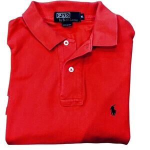 Vintage 80s-90s Polo Ralph Lauren Cotton Pique Polo Shirt XL Orange USA Made